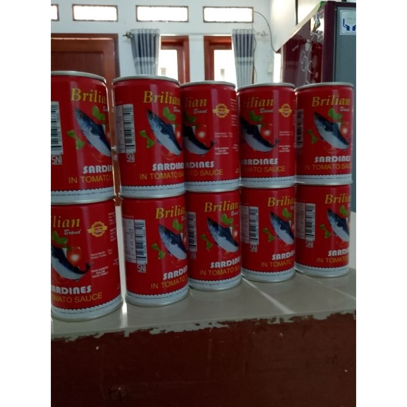

sarden brilian sauce tomat 155 gr paket 10 kaleng exp 2028