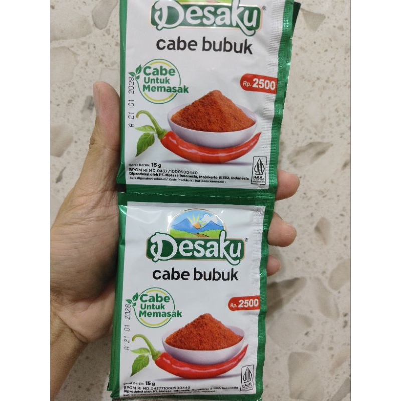 

Cabe Bubuk Desaku Kemasan 1 Renceng isi 10 Sachet
