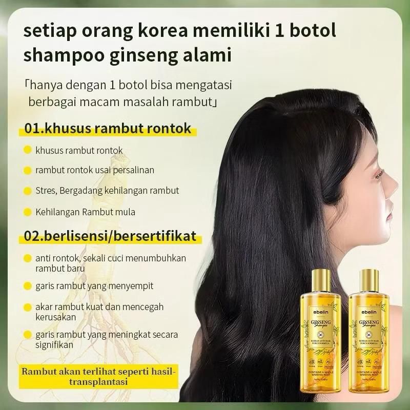 Shampo Ginseng Asli Korea BPOM Ebelin Ginseng Extract Sahampo Korean Anti Hair Force Formula Shampo