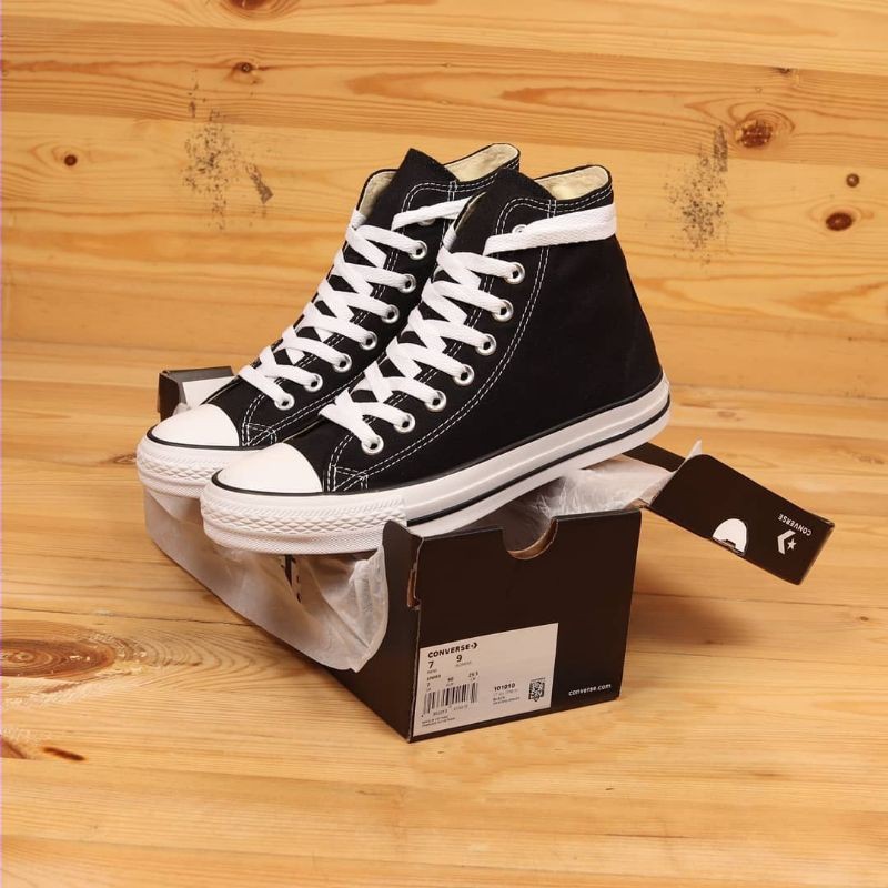 Sepatu Converse All Star Classic High Black White BNIB | Sepatu Sekolah NB Hitam Pria Wanita Termura