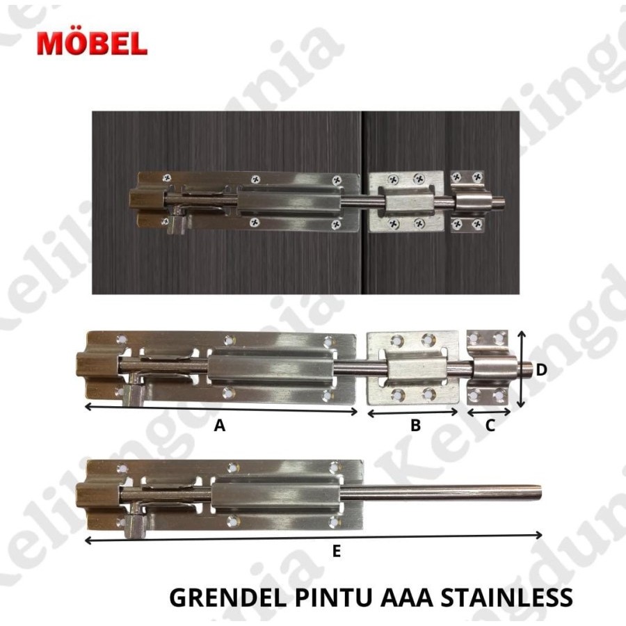 Grendel Pintu Kunci Slot Pintu kayu Rumah 6 inch-16 inch Stainless AAA
