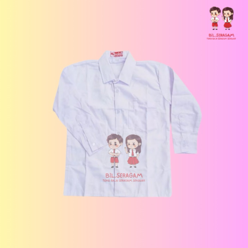 Seragam Sekolah SD MI SMP SMA Lengan Pendek Lengan Panjang Putih Polos Kemeja Seragam Anak Sekolah L