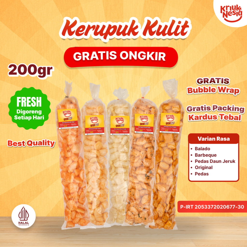 

Kriuknesia Kerupuk Kulit Sapi - Isi 200 Gram