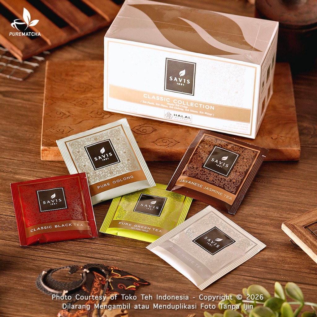 

Savis Tea - Mix Classic Collection Box isi 20tb (Black Tea, White Tea, Green Tea, Jasmine Tea, Oolong Tea) Teh Klasik Premium
