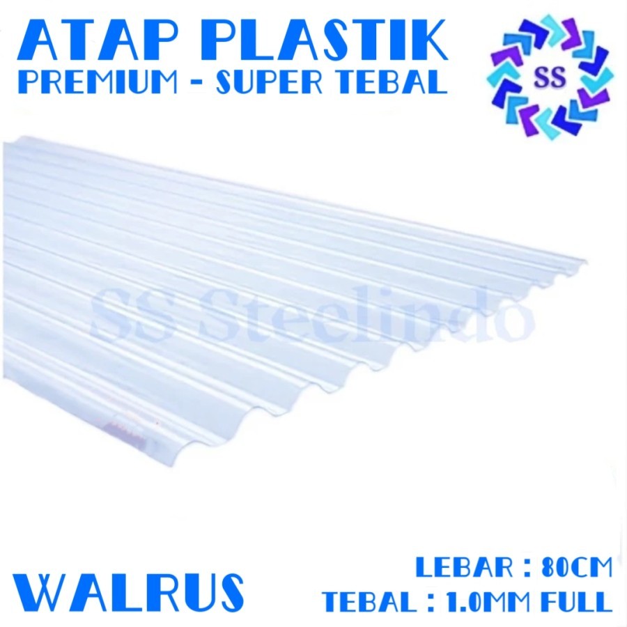 ATAP ASBES / GELOMBANG PLASTIK BENING SUPER TEBAL (PET 1.0MM FULL) WALRUS
