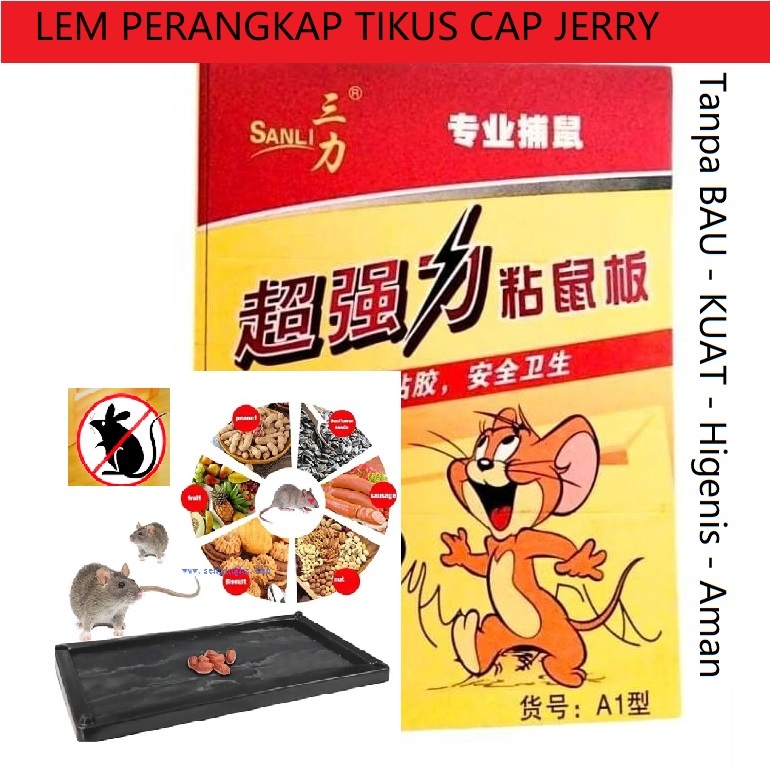 LEM TIKUS CAP JERRY - SANLI - USE PLAY - Jebakan TIKUS - Perangkap Mouse - LEM GLUE POWER - HITAM - 