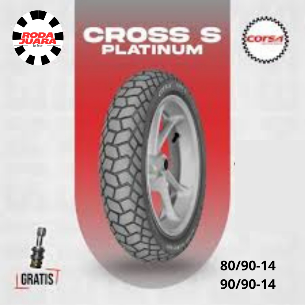BAN CORSA RING 14 80/90 90/90 CROSS PLATINUM SATUAN/SEPASANG BAN TUBELES MOTOR MATIC