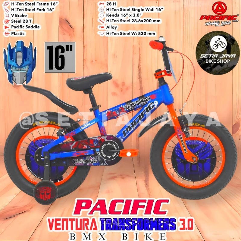 Sepeda Anak BMX 16 Inch PACIFIC VENTURA TRANSFORMERS Frame Steel, Ban Jumbo 3.0, Sepeda Anak Laki-La