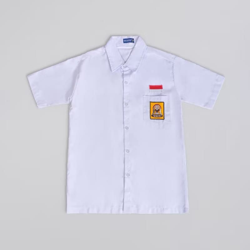 Baju Seragam Sekolah Anak SMP | Kemeja Putih Pendek Bendera Osis SMP
