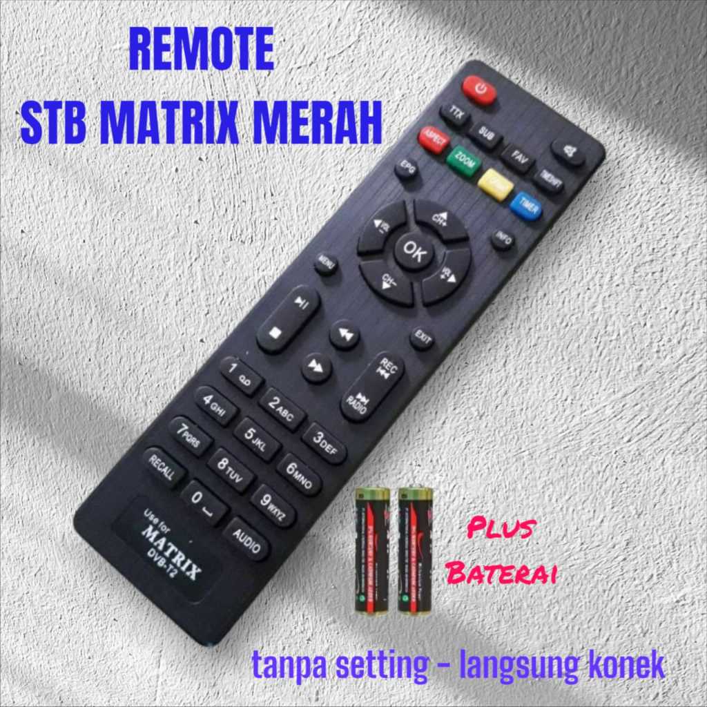 REMOTE REMOT SET TOP BOX STB APPLE MERAH RECEIVER DVB-T2 MATRIX APLE HD MERAH LANGSUNG KONEK KE TV