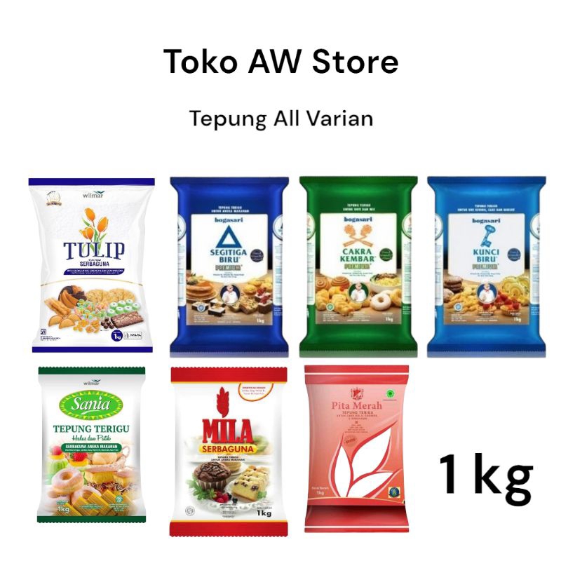 

Tepung Terigu All Varian 1 kg l Makanan Bahan Baking Roti Kue Mie