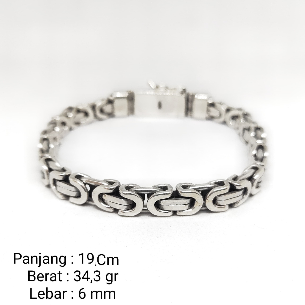 Gelang Brecelet Perak Silver Bali Asli 925 Ukir Motif Rantai Montor Rantai Bulat Unik Elegant Costum