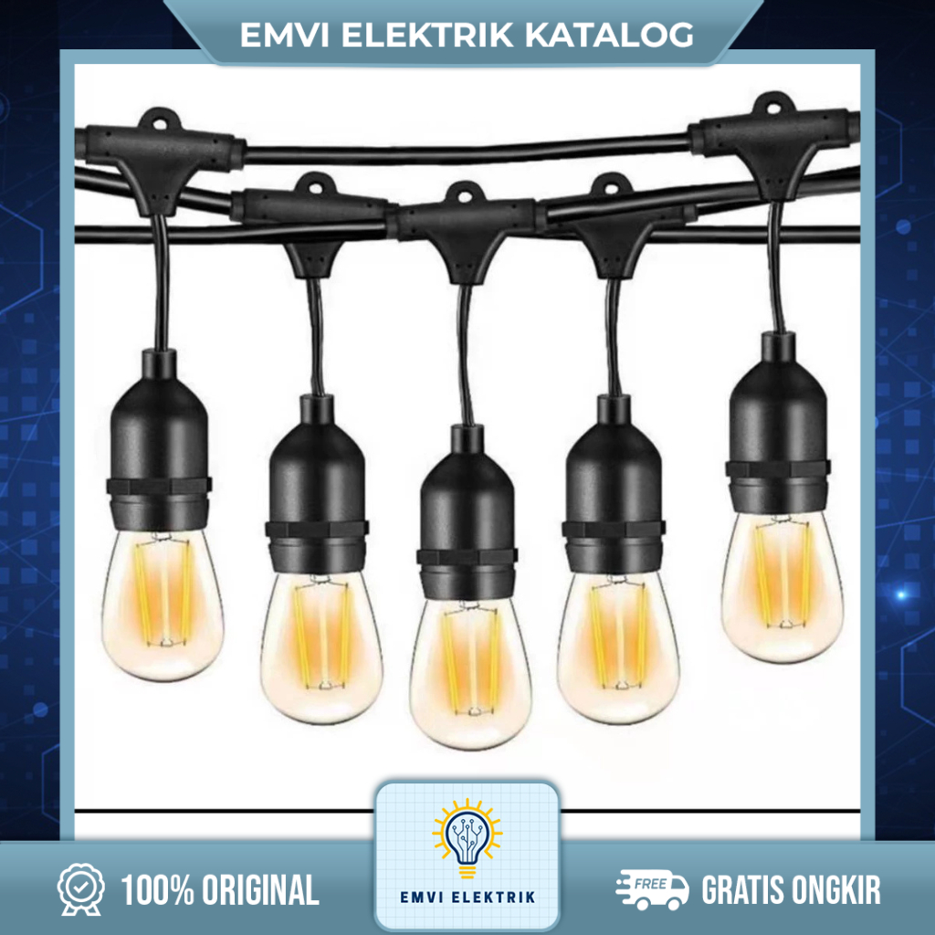 Kabel Fitting Gantung Lampu Cafe Outdoor 10m/10ft - 10m/20ft / Fitting Lampu Gantung Outdoor