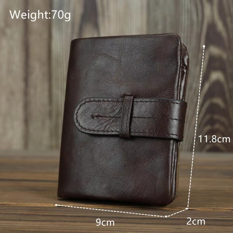 Dompet Lipat Resleting Pria Wanita Kulit Asli - Dompet Koin Dompet Kartu Kulit Asli