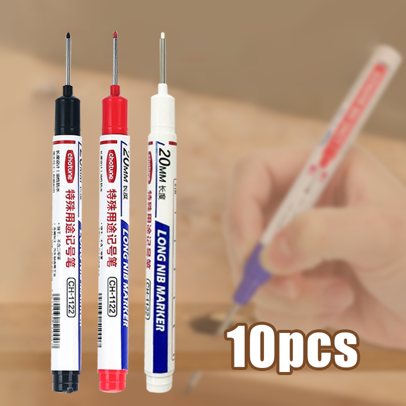 

10PCS Long Head Marker Spidol Untuk Kayu 20mm Tulisan Serbaguna Tukang Berminyak Tahan Air Cepat