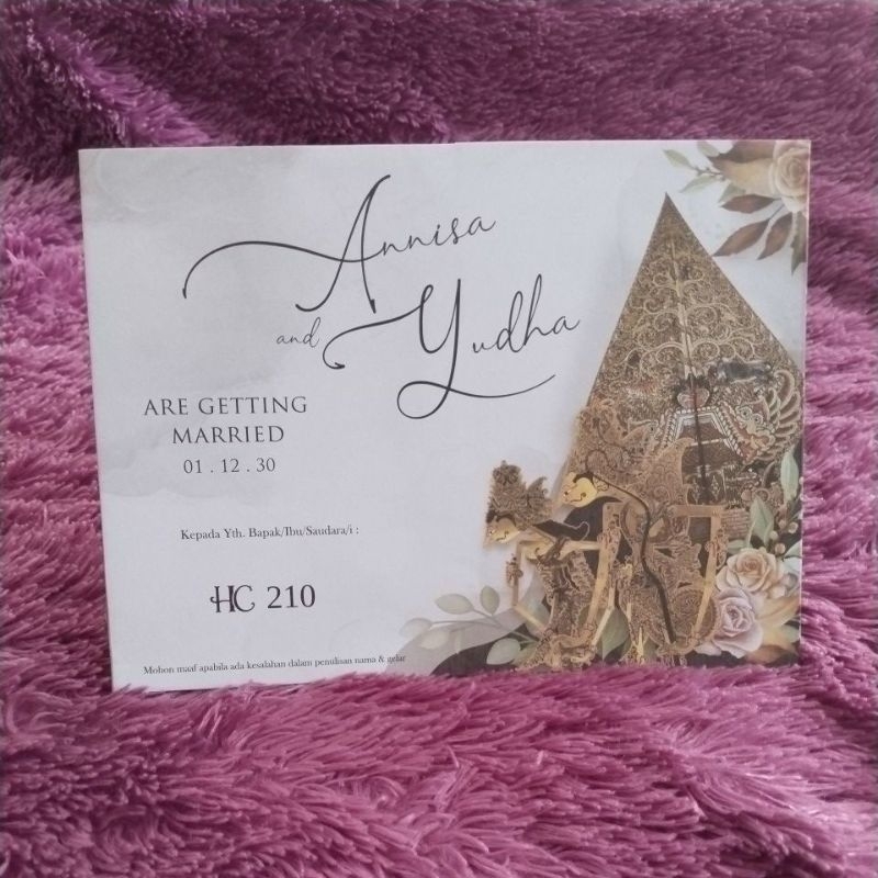 Undangan Pernikahan lipat 3 rustic kode HC210