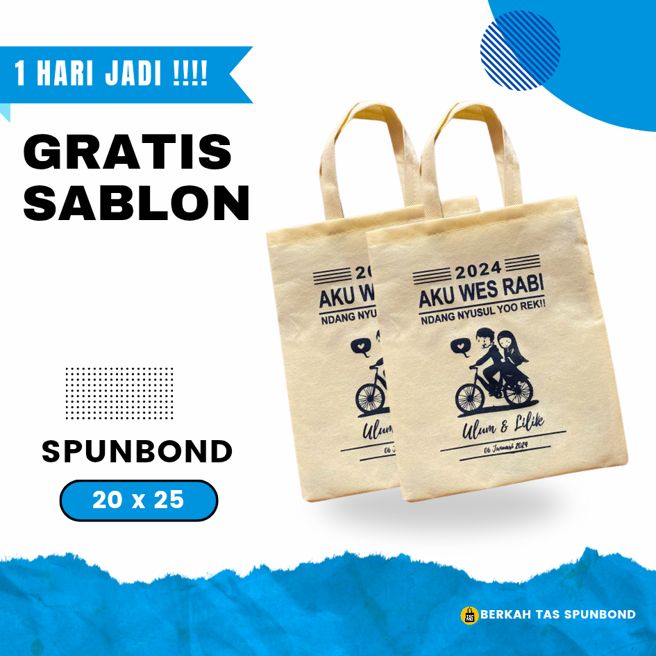 TAS SPUNBOND JAYA | FREE CUSTOM SABLON GOODIEBAG WEDDING ULTAH SEGALA ACARA DESAIN BEBAS BAHAN KAIN 