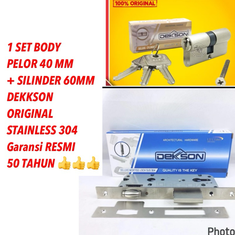 KUNCI PINTU DEKSON DEKKSON MORTISE LOCK SWING 40 MM + KNOB PUTAR DEKKSON Body Kunci Dekkson 8485 + k
