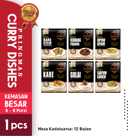 

PringMas Bumbu Racik Instan Kategori Curry Dishes (6-8 porsi) / Bumbu Masak Rendang / Bumbu Kare / Bumbu Kari / Bumbu Gulai / Bumbu Gule / Bumbu Opor