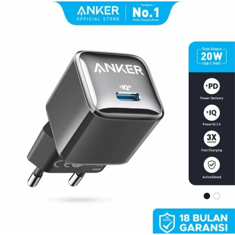 Wall charger Kepala charger adaptor ANKER TYPE-C GaN 20W nano pro 2 fast charging for iphone dan sam
