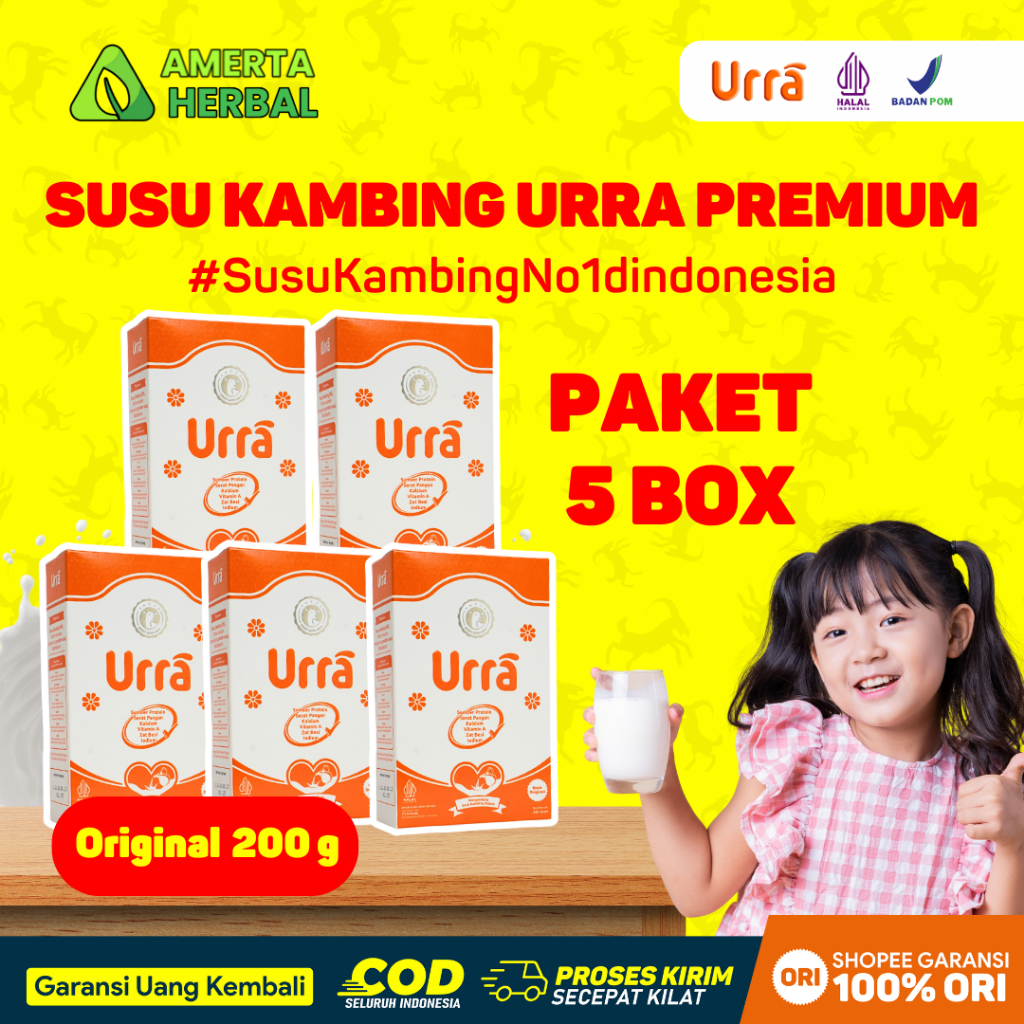 

[ PAKET 5 BOX ] URRA - SUSU KAMBING SAANEN BUBUK PREMIUM RASA ORIGINAL - Halal BPOM