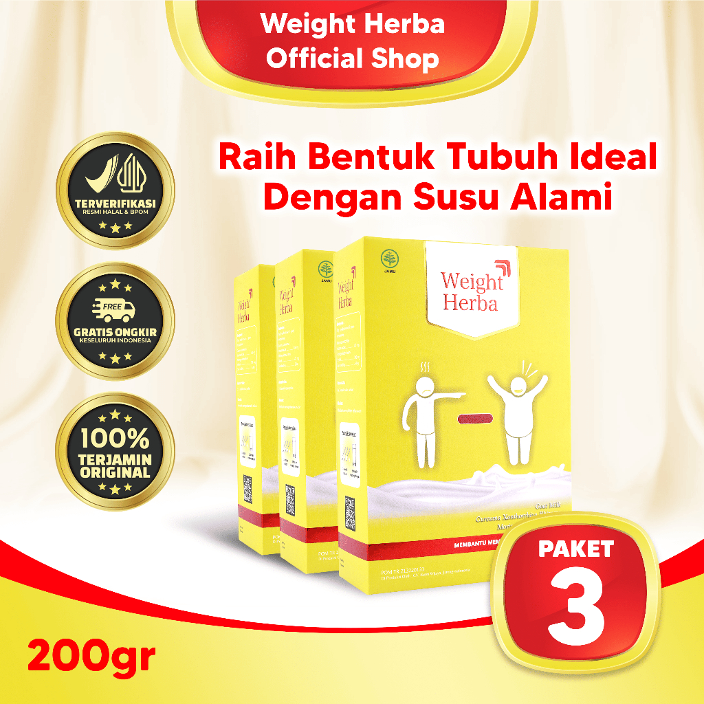 

Weight Herba - 3 Box Susu Herbal Penambah Nafsu Makan & Penggemuk Berat Badan