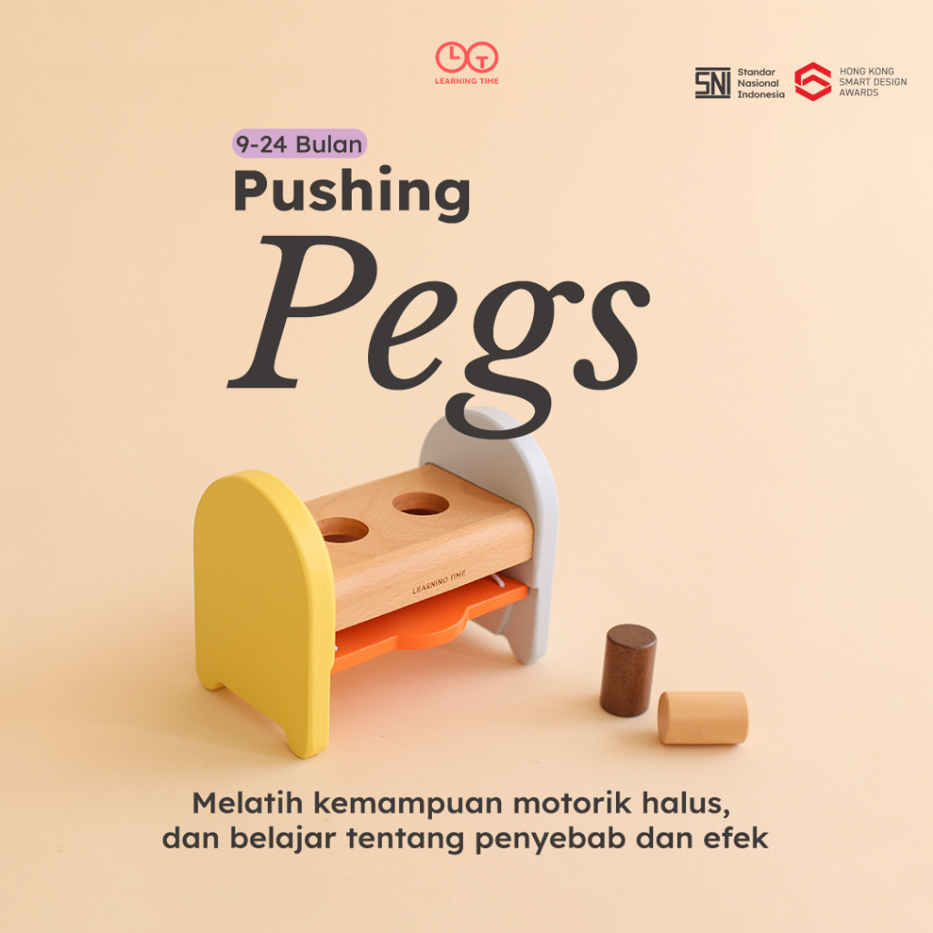 Learning Time-Pushing Pegs/Mainan Motorik Anak/Mainan Motorik Halus/Mainan Edukasi Anak 1 Tahun/Turn