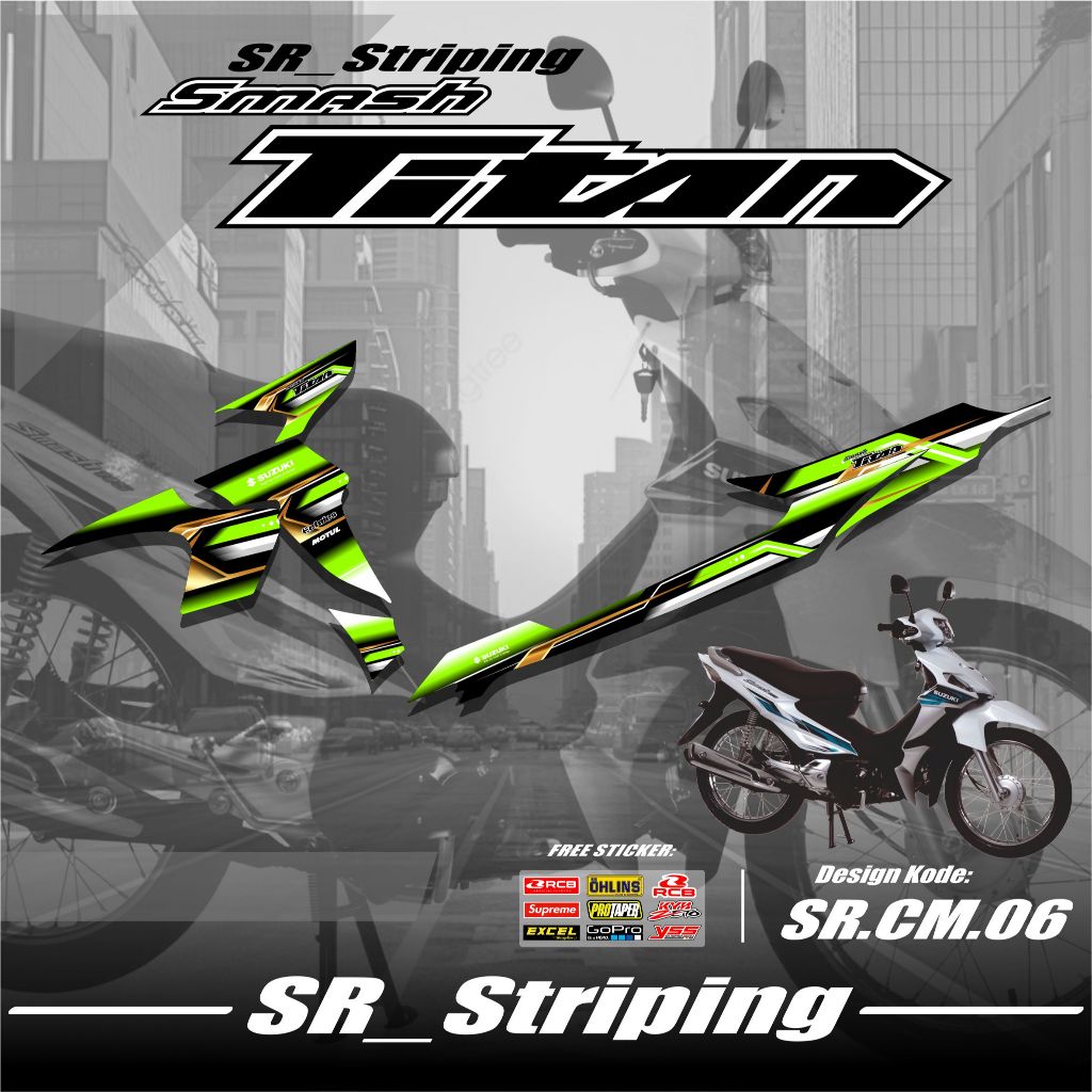 STRIPING SUZUKI SMASH TITAN - STRIPING STICKER LIST VARIASI SMASH TITAN DESAIN GRAFIS SIMPEL TERLARI