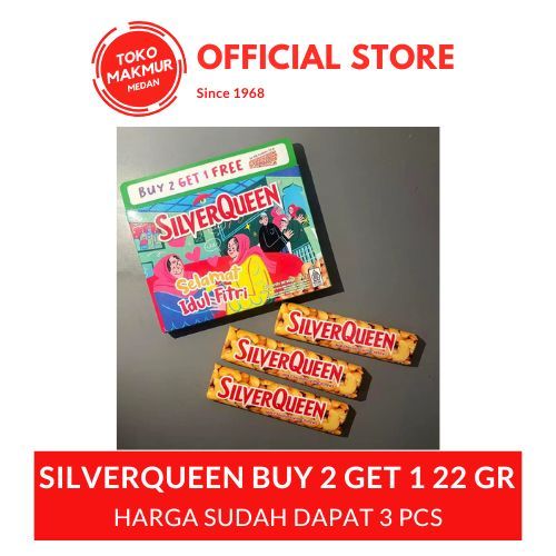 

SILVERQUEEN BUY 2 GET 1 (3x22 GRAM) - 1 BUNDLE ISI 3PC EDISI LEBARAN
