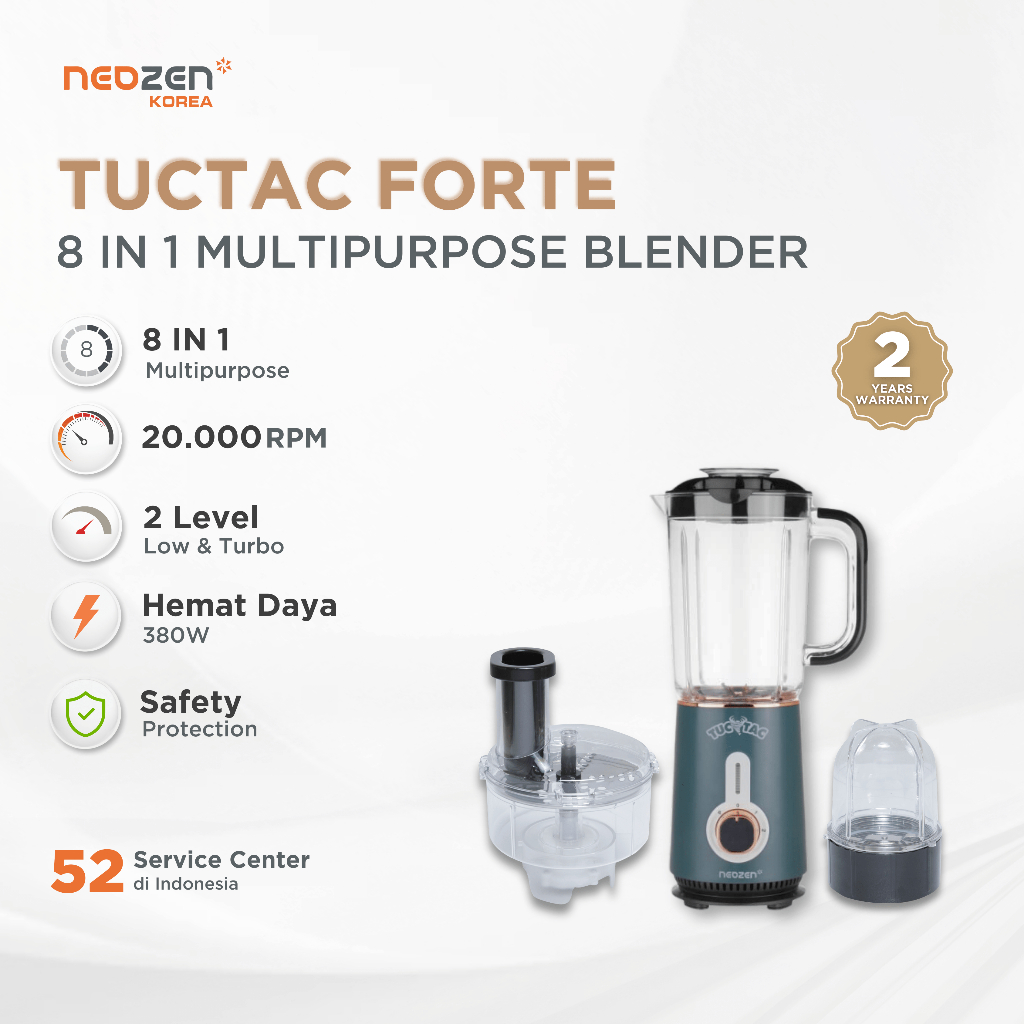 Neozen TucTac Forte - Multi Purpose Blender - Pine Green - Blender Multifungsi 8 in 1 - Juicer - Cho