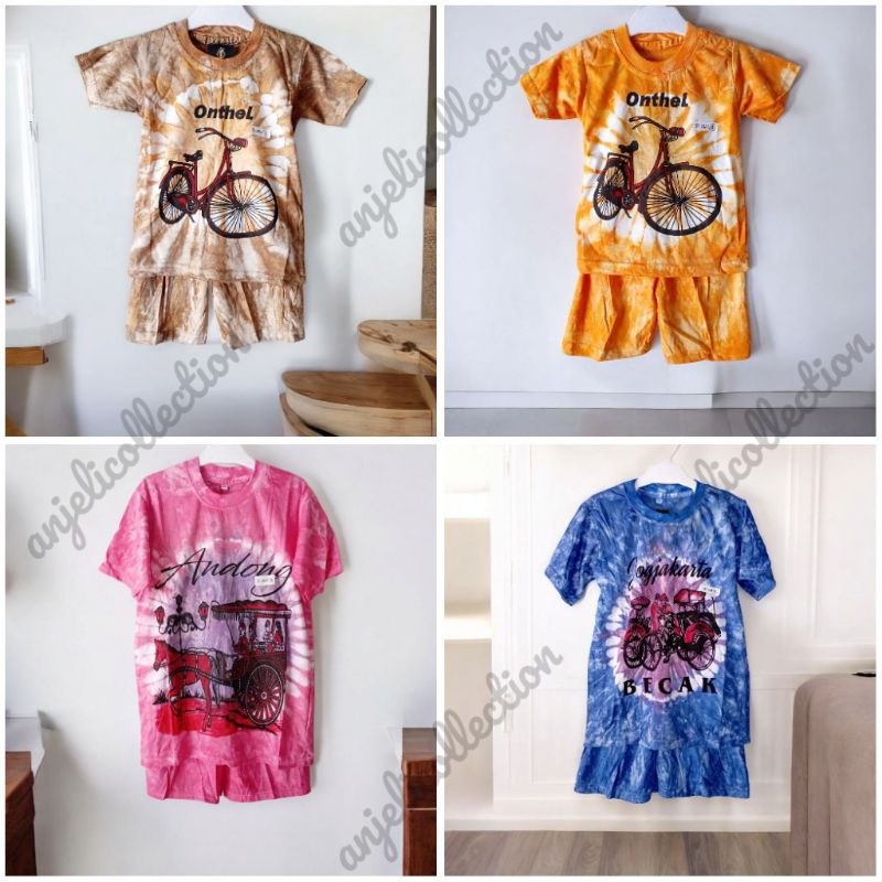 Setelan Anak Jogja Bahan Kaos Katun Motif Abstrak