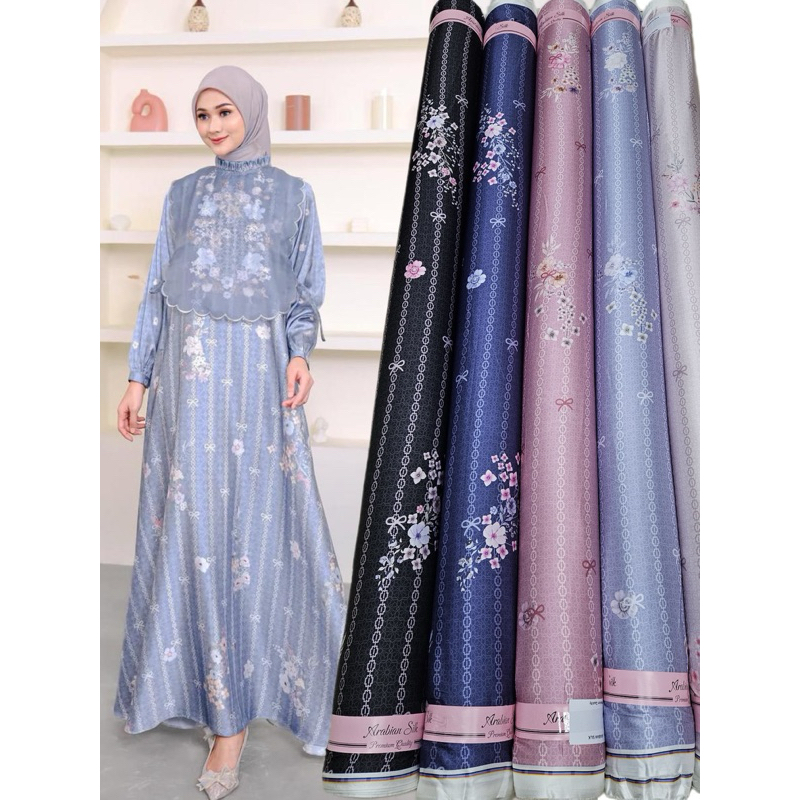 Bahan Kain Arabian Silk Motif Sahara Series harga setengah meter kualitas semi sutra untuk gamis tun