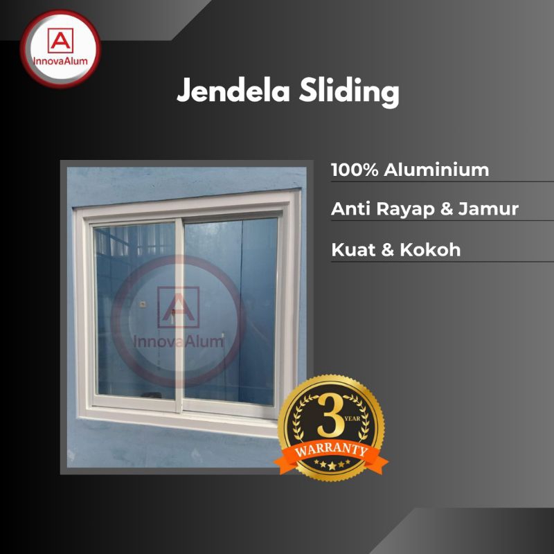 Jendela Sliding Aluminium 2 Daun Jendela L 200 x T 110