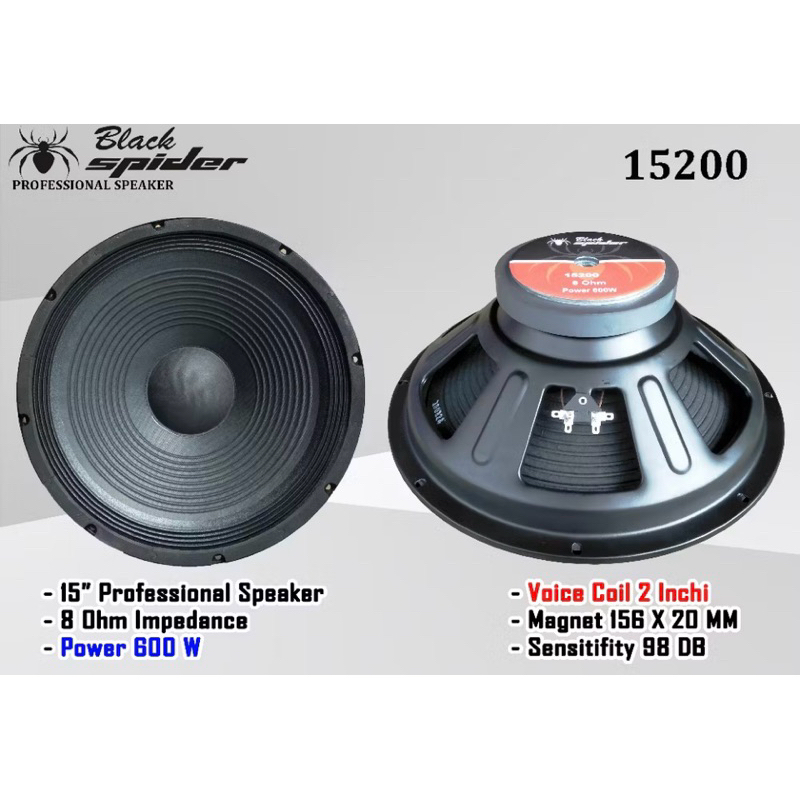 Speaker Black Spider 15” 15200 / Speaker Black Spider 15200 Full Range