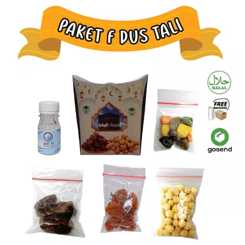 

Oleh Oleh Haji/Umroh 1 Pcs Paket F Dus Tali, Botol+Air zam zam, Kurma, Kacang, Kismis, Cokil