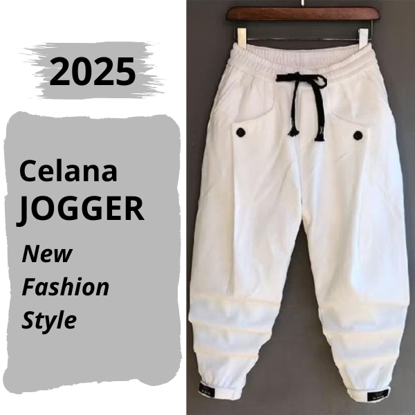 Celana Jogger Pria Wanita Celana Olahraga Jogger Pants Trendy Putih Polos Terbaru