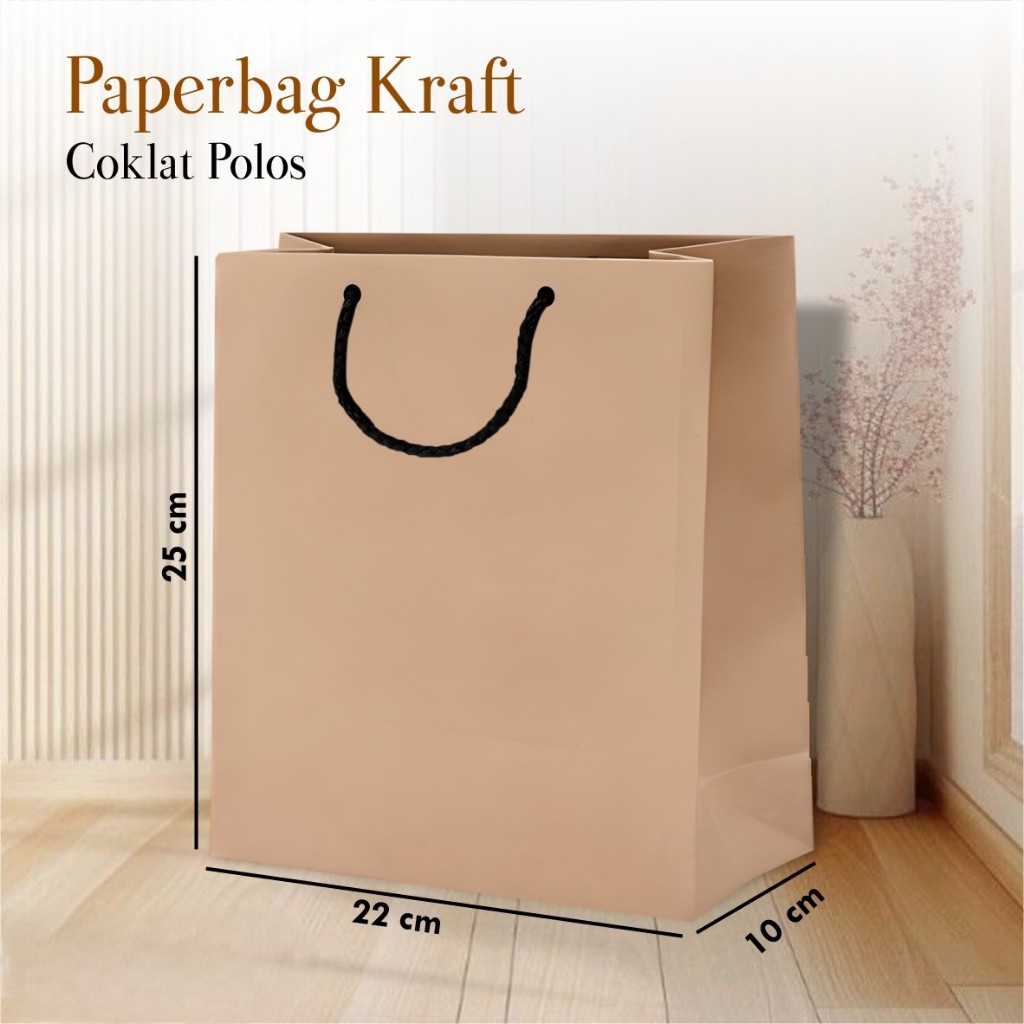 

(12 PCS) TAS PAPERBAG SOUVENIR UKURAN 22 x 25 x 10 CM - PAPER BAG PERNIKAHAN BAHAN KERTAS KRAFT POLOS [LUSINAN]