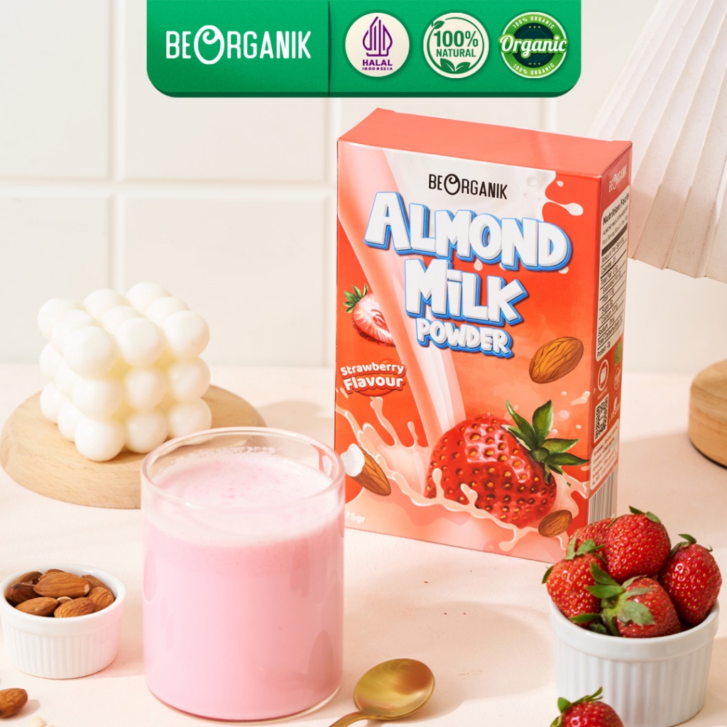 

Beorganik Almond Milk Powder STRAWBERRY (NO SUGAR) / Susu Almond Bubuk