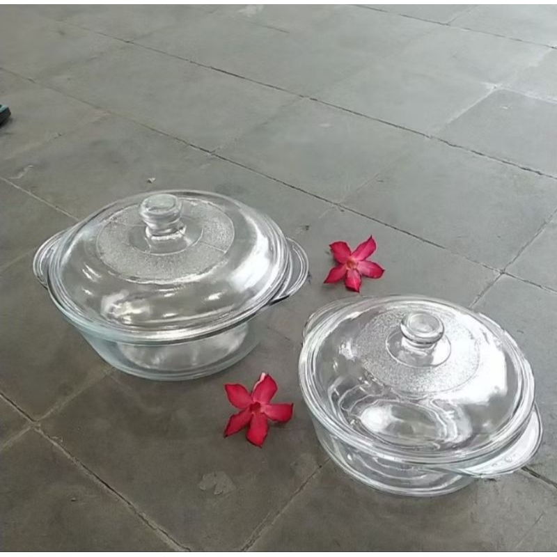 Mangkok Sayur Tutup Kaca Bening / Panci Kaca