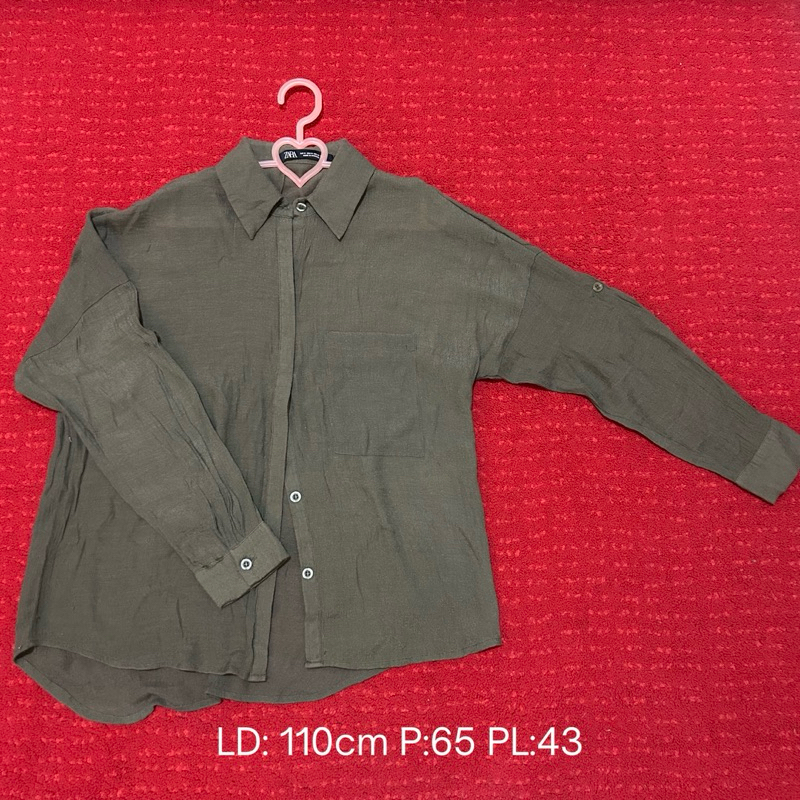 Kemeja oversized ala Zara warna army