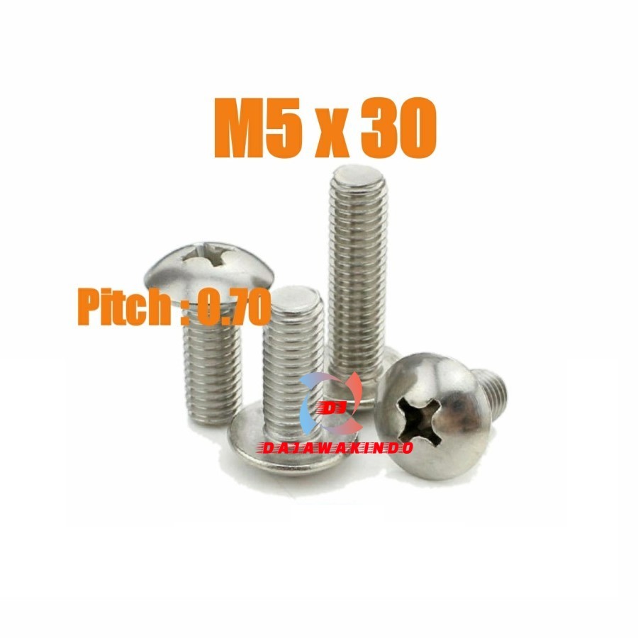Baut JT Stainless M5 x 30 / Baut Payung SS M5 x 30 / JT SS M5 x 30