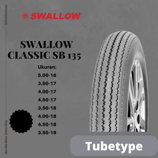 BAN MOTOR SWALLOW CLASSIC SB 135 UKURAN 350-17 400-17 450-17 3.50-18, 4.00-18, 4.50-18  TUBETYPE / b
