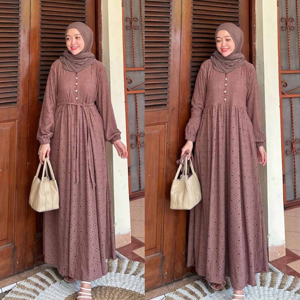 Viral  Joley Cloth - Mahalini Dress Knit Bordir Gamis Simple Mewah Kondangan Premium Terbaru