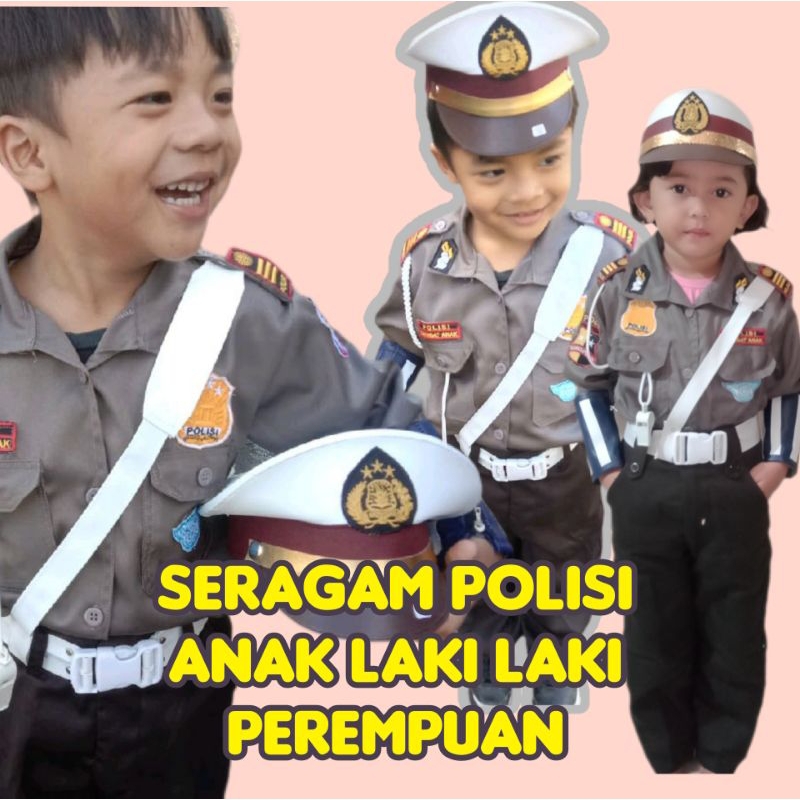 Seragam Propesi Anak Polisi Laki Laki Perempuan Baju Propesi Anak laki Laki Perempuan Seragam Polisi