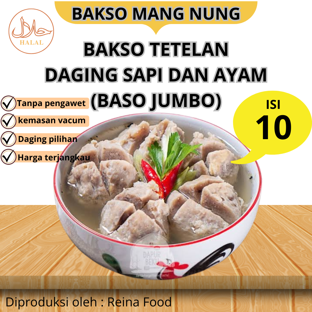 

BAKSO JUMBI ISI 10 DAGING SAPI DAN AYAM KOMBINASI KEMASAN VACUM