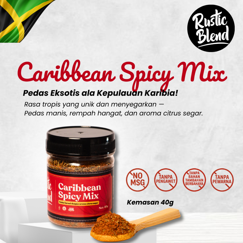 

Dry Rub Bumbu Marinasi Instan Ayam Pedas | Rustic Blend - Caribbean Spicy Mix No MSG Rendah Kalori