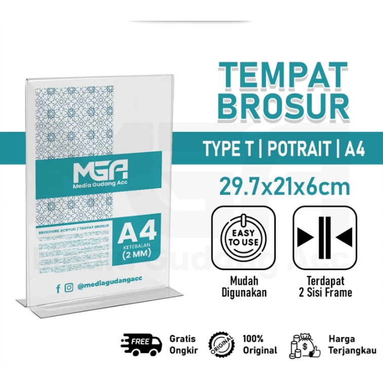 

AKRILIK DISPLAY UKURAN A4 TEMPAT BROSUR / TENT HOLDER / TENT CARD AKRILIK DISPLAY UKURAN A4