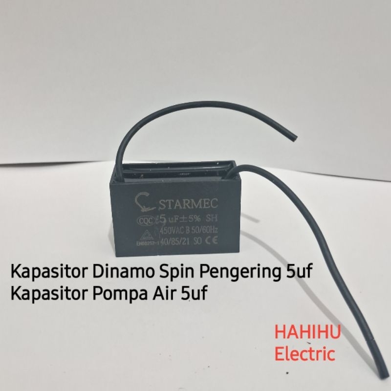Kapasitor Dinamo Spin Pengering 5uf Starmec | Kapasitor 5uf Starmec | HAHIHU Electric