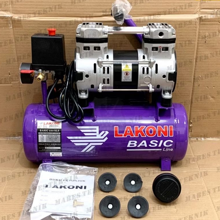 KOMPRESOR LAKONI BASIC 550 SLS - 550 SL SERIES - TIPE OILESS TERBARU SILENT TANPA OLI 10 LITER - 0,7