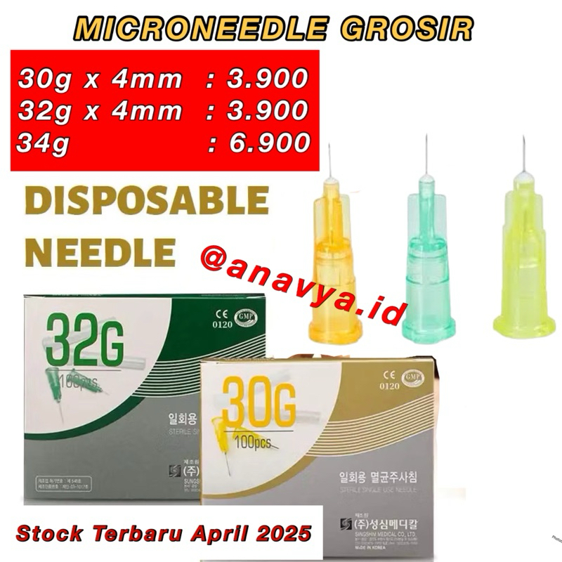 Needle skinbooster meso 30g 32g 34g x 4mm jarum meso messo kecil mini pendek Sungshim